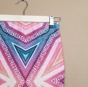 Zara || rainbow geometric mini tube skirt